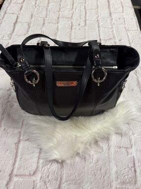 Coach Black Leather Double-Handle Tote - Coach